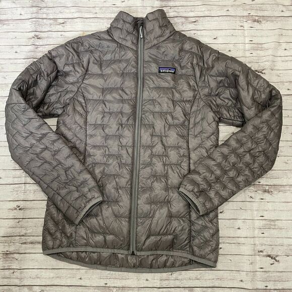 Patagonia Micro Puff Hoody Jacket Womens Small S Gray Insulated Full Zip 84040